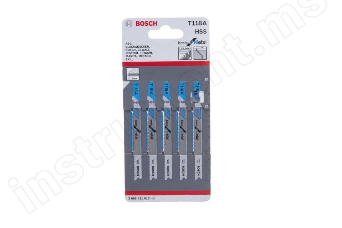 Пилки к лобзику Bosch T118A, Basic for Metal, HSS, 5шт. - фото 1
